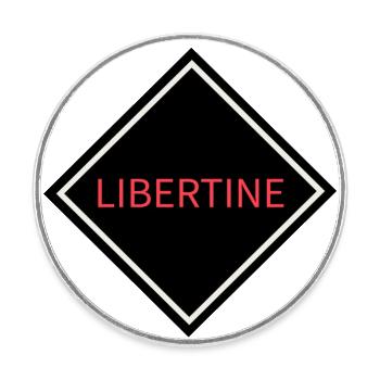 Libertine Warning Sign - Round  fridge magnet - white - Front
