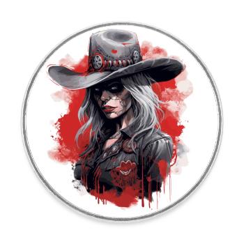 Fille Cowboy Zombie - Magnet rond - blanc - Devant