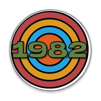 Established 1982 Classic original birthday gift - Round  fridge magnet - white - Front