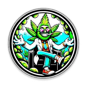 Héros du cannabis en costume - Magnet rond - blanc - Devant