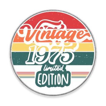 Jahrgang 1975 Limitierte Auflage - Runder Kühlschrankmagnet - Weiß - Vorne