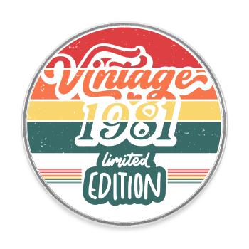 Vintage 1981 Limited edition - Round  fridge magnet - white - Front