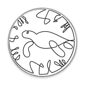 Turtle One Line Fine Art - Runder Kühlschrankmagnet - Weiß - Vorne