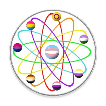 LGTBIQ+ atom - Round  fridge magnet - white - Front