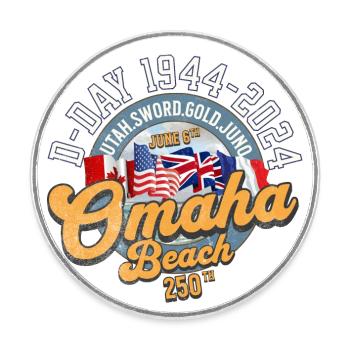 250-jähriges Jubiläum von Omaha Beach - Runder Kühlschrankmagnet - Weiß - Vorne
