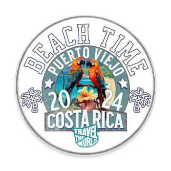 Strandzeit Costa Rica - Runder Kühlschrankmagnet - Weiß - Vorne
