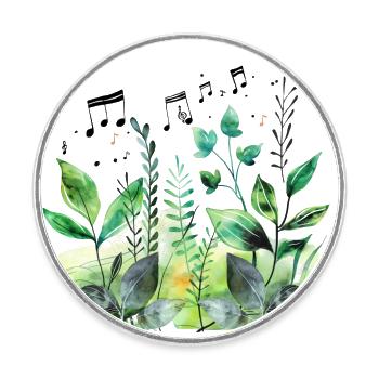 Plantes et musique - Impression de mode de haute qualité - Magnet rond - blanc - Devant
