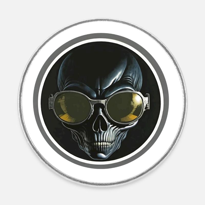 They live - Round fridge magnet - white