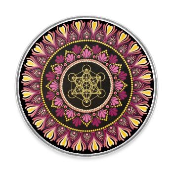 Métatron rose | Géométrie sacrée | Dot Art - Magnet rond - blanc - Devant