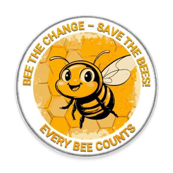 Sauvons les abeilles – Bee the Change & Protect Nature - Magnet rond - blanc - Devant