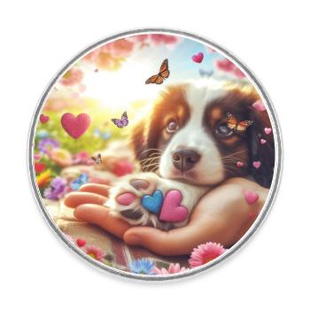L’amour des chiens - Magnet rond - blanc - Devant
