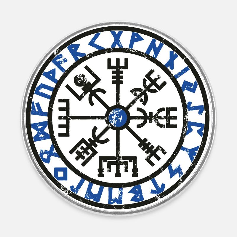 Vegvisir Wikinger-Kompass - Runder Kühlschrankmagnet - Weiß