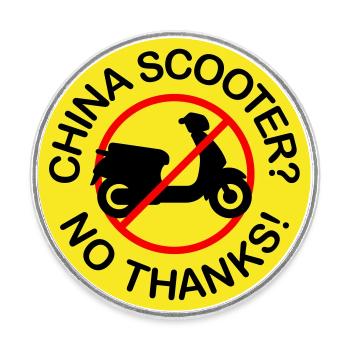 China Scooter? No Thanks! (3-color) - Round  fridge magnet - white - Front
