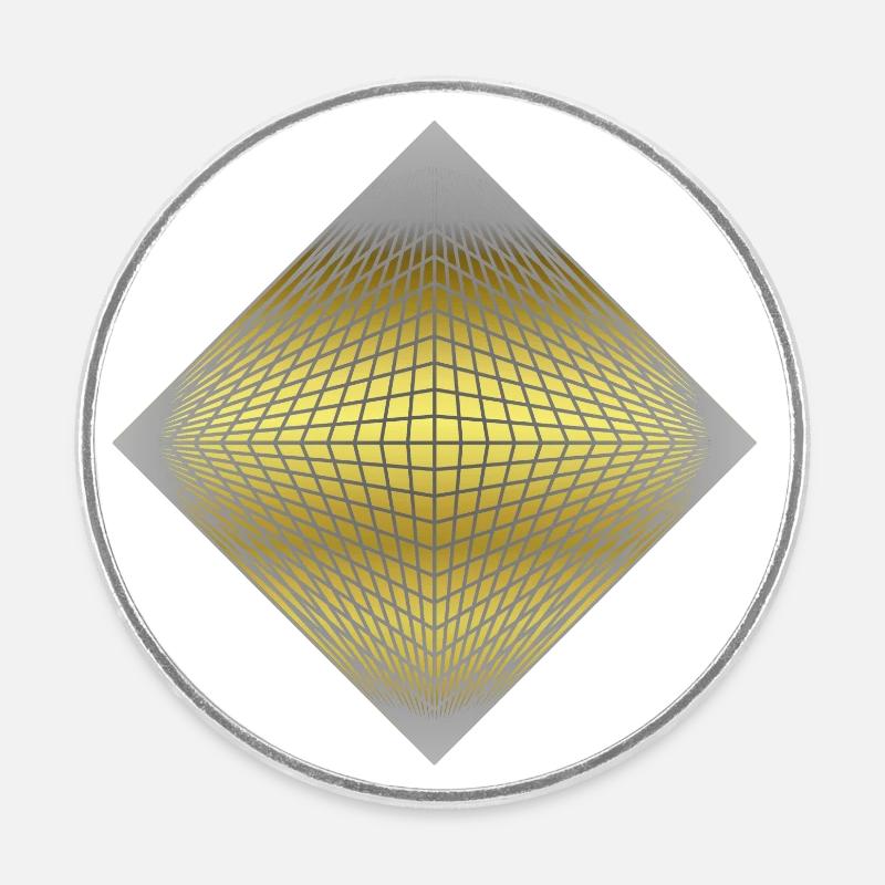 3D pyramid & octahedron - Round  fridge magnet - white