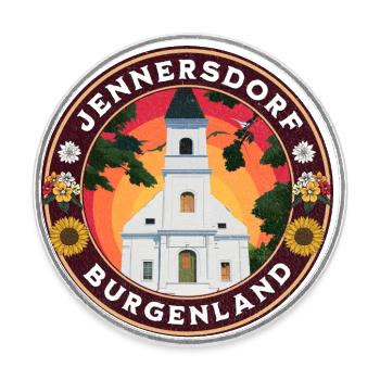 Österreich Burgenland Jennersdorf Souvenir - Runder Kühlschrankmagnet - Weiß - Vorne