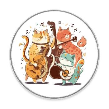 Katzenband - Runder Kühlschrankmagnet - Weiß - Vorne