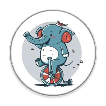 Einrad Elefant - Runder Kühlschrankmagnet - Weiß - Vorne