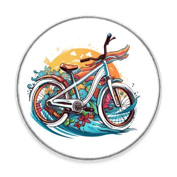 Radical Style: Design de vélo à porter! - Magnet rond - blanc - Devant