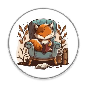 Foxy Reader - Runder Kühlschrankmagnet - Weiß - Vorne