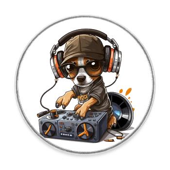 DJ Woof - Runder Kühlschrankmagnet - Weiß - Vorne