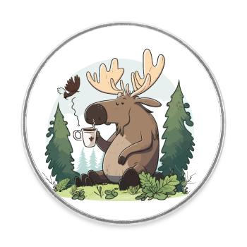 Moose Mornin Joe - Round  fridge magnet - white - Front
