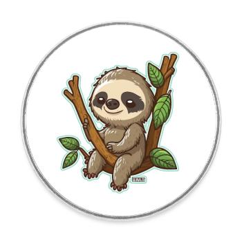 Chill Sloth - Round  fridge magnet - white - Front