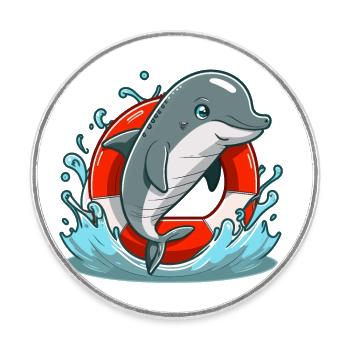 Mission de sauvetage avec Dolphin - Magnet rond - blanc - Devant