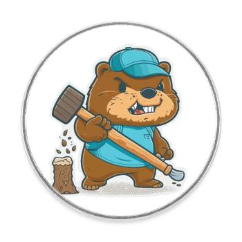 Beavers Build - Round  fridge magnet - white - Front
