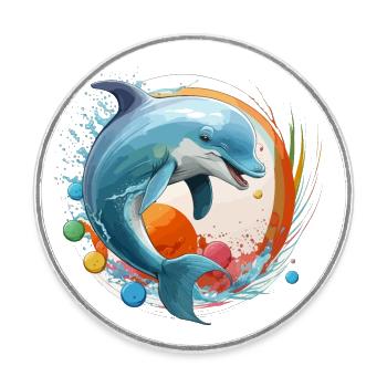 Splashy Fun - Round  fridge magnet - white - Front