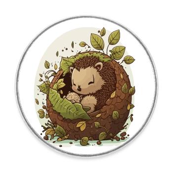 Kuscheliger Igel - Runder Kühlschrankmagnet - Weiß - Vorne