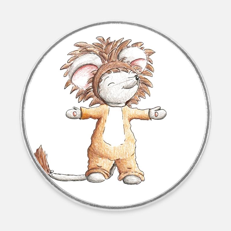 Lion Mouse Costume - Round  fridge magnet - white
