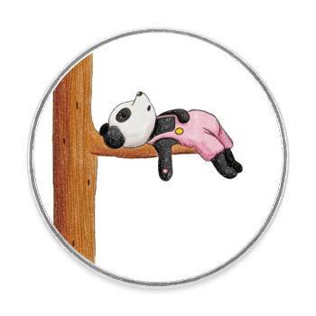 Panda fatigué - Magnet rond - blanc - Devant
