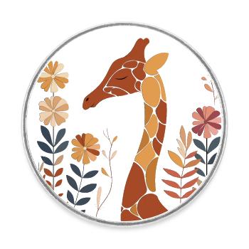 Florale Giraffe - Runder Kühlschrankmagnet - Weiß - Vorne