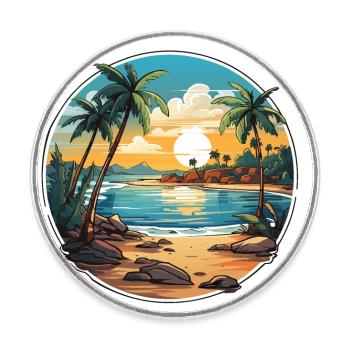 Tropical Paradise - Round  fridge magnet - white - Front