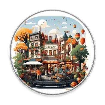 Ambiance du marché - Magnet rond - blanc - Devant