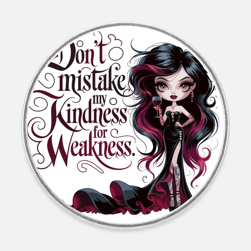 Ne vous laissez pas berner – Diva gothique avec du vin - Magnet rond - blanc