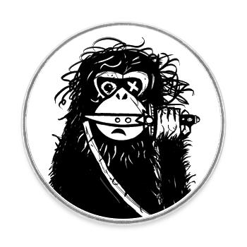 Singe avec couteau - Magnet rond - blanc - Devant
