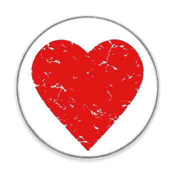 red heart - love - used look - LGBTQ - Round  fridge magnet - white - Front