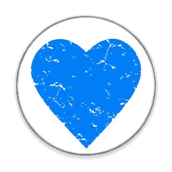 blue heart - water - bavaria - used look - Round  fridge magnet - white - Front