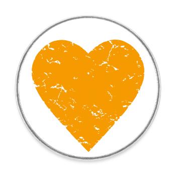 orange heart - love - halloween - used look - Round  fridge magnet - white - Front