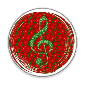Frohe Weihnachten Festliche Melodie Rote Blumen - Runder Kühlschrankmagnet - Weiß - Vorne