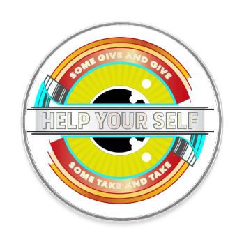 Help Your Self - Round  fridge magnet - white - Front