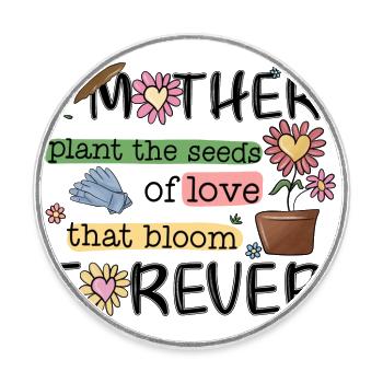 Maman Idée Cadeau Jardin Amour - Magnet rond - blanc - Devant