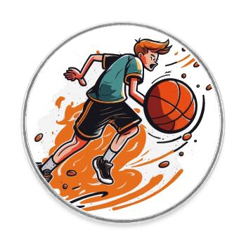 Joueur professionnel de basketball avec une vitesse maximale - Magnet rond - blanc - Devant
