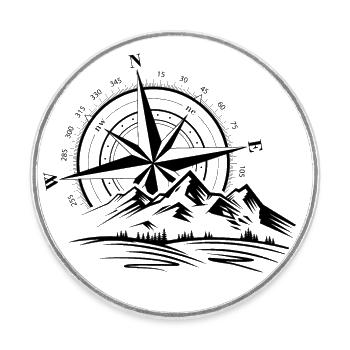 Graphique de la direction de la boussole en montagne - Magnet rond - blanc - Devant