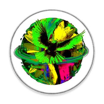 Peace Dove World Planet Flower PopArt - Magnet rond - blanc - Devant