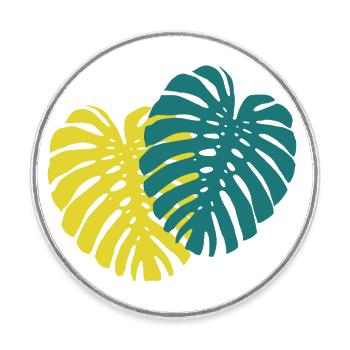 Feuille de Monstera - Magnet rond - blanc - Devant