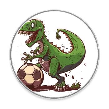 Dino Soccer Star - Magnet rond - blanc - Devant
