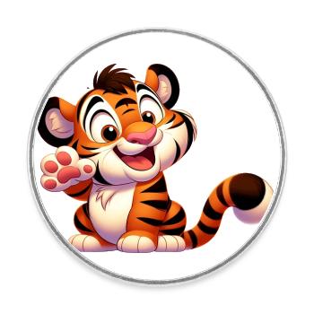 Tiger 4 - Round  fridge magnet - white - Front