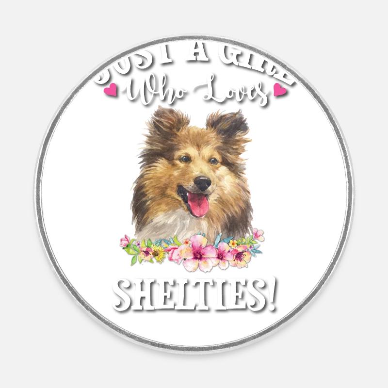 Sheltie - Magnet rond - blanc